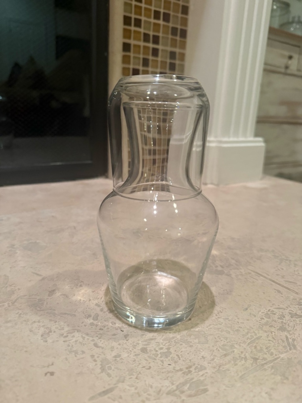 Bedside Carafe with Tumbler - Clear Glass - 2 PC - Pitcher And Tumbler 7” tall